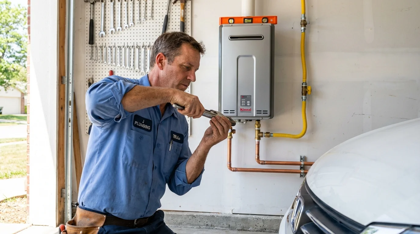 Tankless water heater installation by a Johns Plumbing LLC plumber in Highland